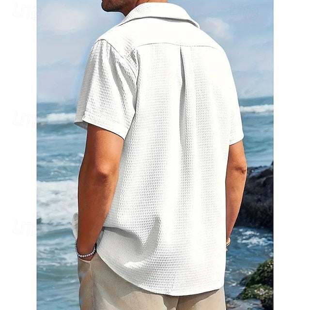Knit Waffle Summer Men's Shirt Casual
