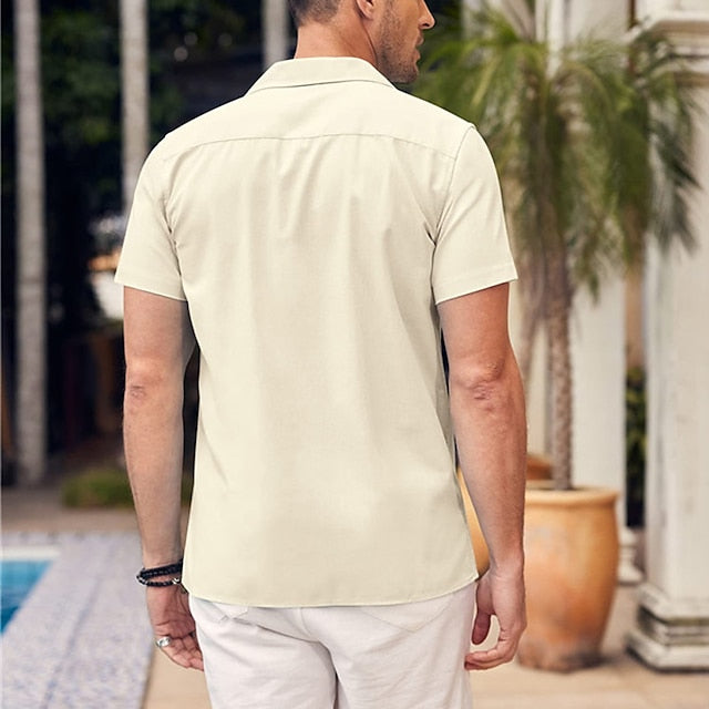 Summer Men's Popover Shirt Beach Plain