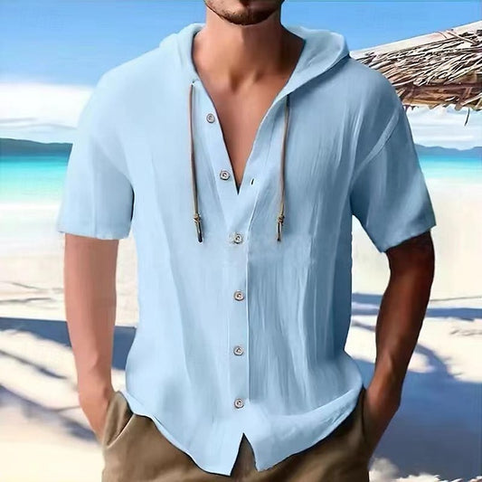 Beach Summer Shirt Casual Men's Up Button