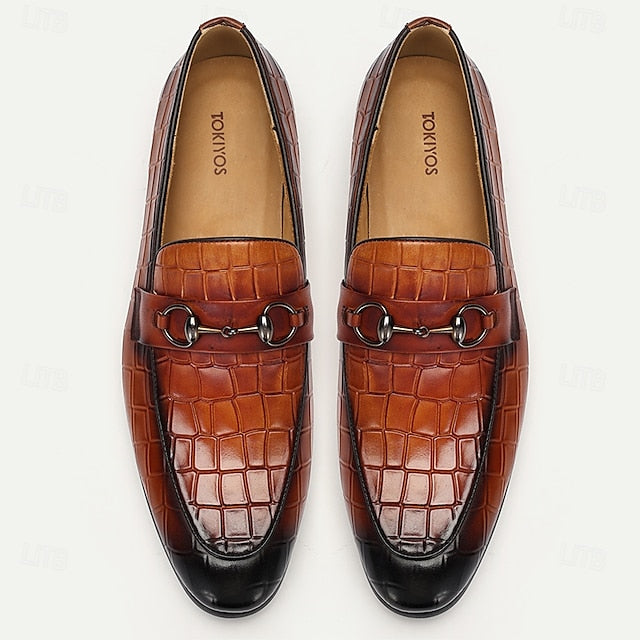 - Men's Crocodile Loafers Pattern Leather Cowhide Premium