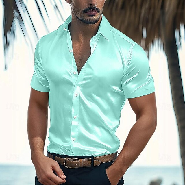 Shirt Summer Wear Casual Satin Men's Beach