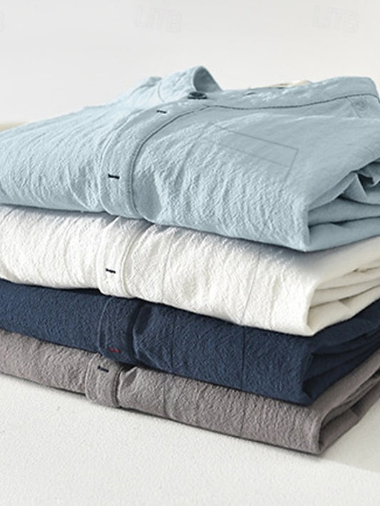 Summer Collar Linen Shirt Wear Beach Band Men's