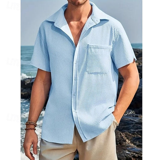 Knit Waffle Summer Men's Shirt Casual