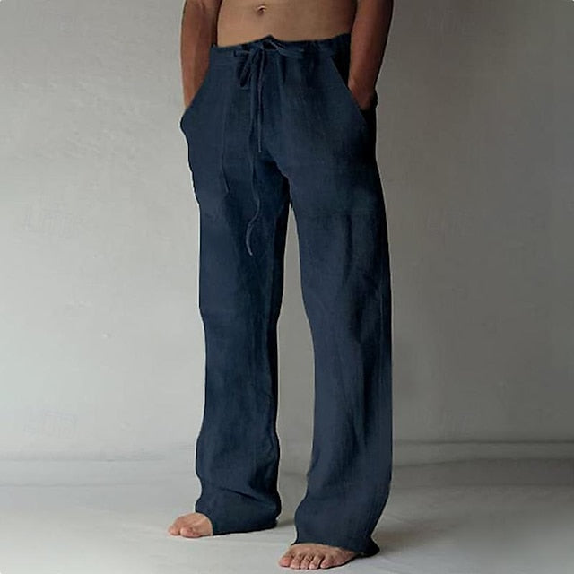 Beach Trousers Men's Linen Summer Pocket Pants Pants Pants