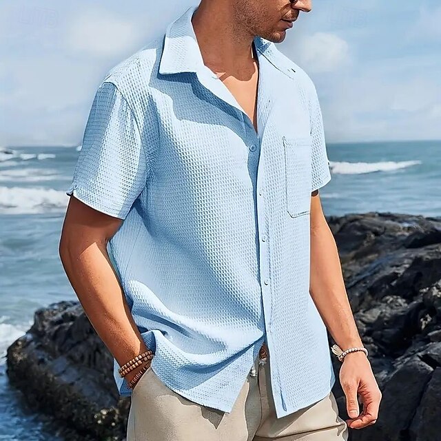 Knit Waffle Summer Men's Shirt Casual