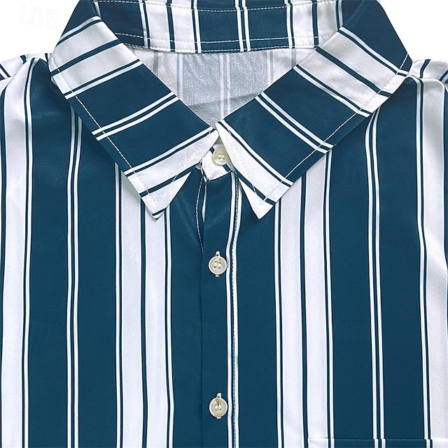 Summer Beach Shirt Casual Up Button Men's