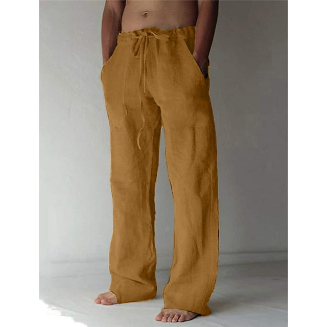 Beach Trousers Men's Linen Summer Pocket Pants Pants Pants
