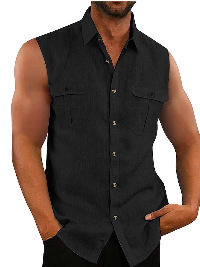 Men's Casual Summer Cotton Shirt Beach Linen