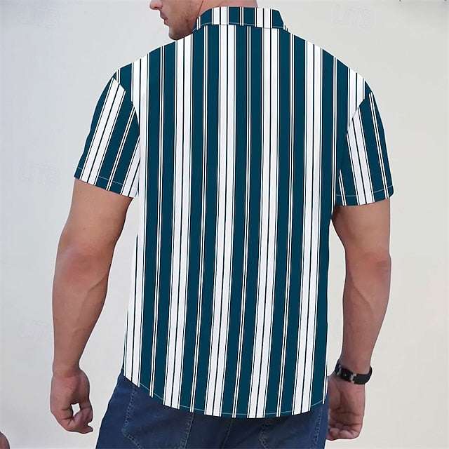 Summer Beach Shirt Casual Up Button Men's