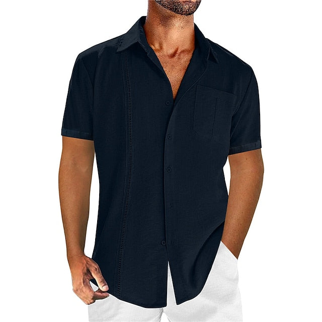 Linen Shirt Cotton Men's Guayabera