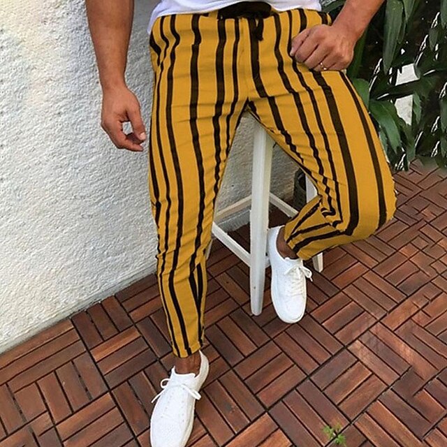 Trousers Dress Drawstring Pants Men's Pocket Elastic Chinos