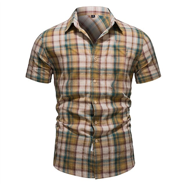 Up Shirt Button Men's Summer Plaid