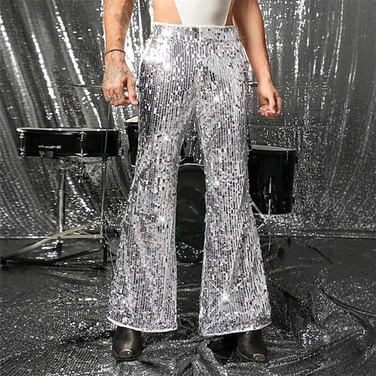 Trousers Casual Bell Pocket Pants Sequins Bottom Men's