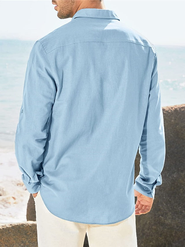 Shirt Button Up Casual Beach Men's Summer