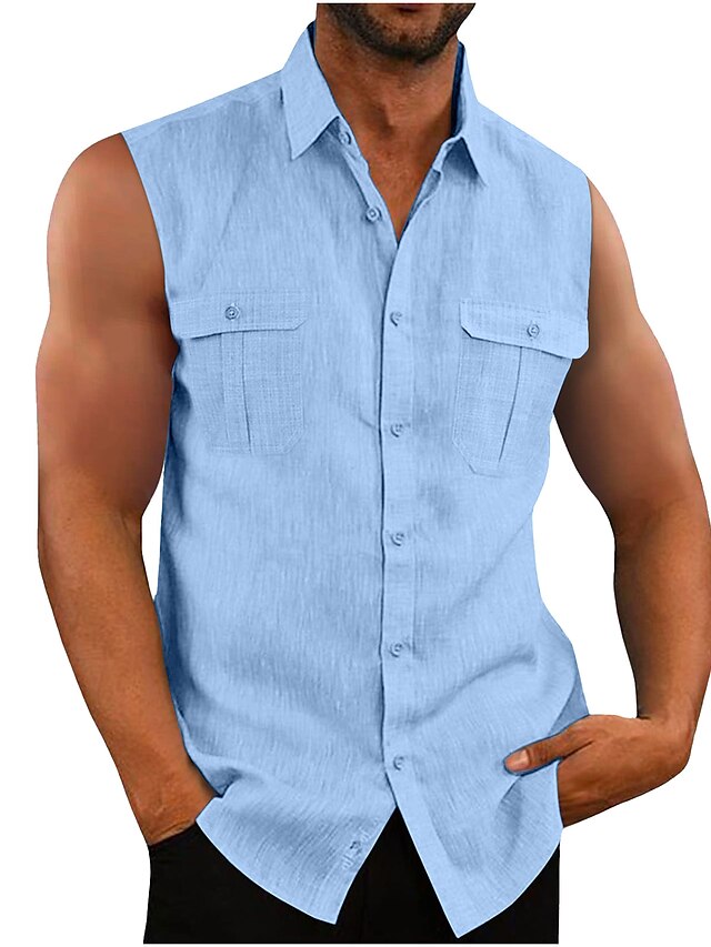 Men's Casual Summer Cotton Shirt Beach Linen