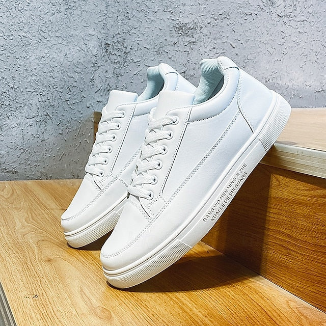 Closure and with Men's Casual Lace-up White Sneakers