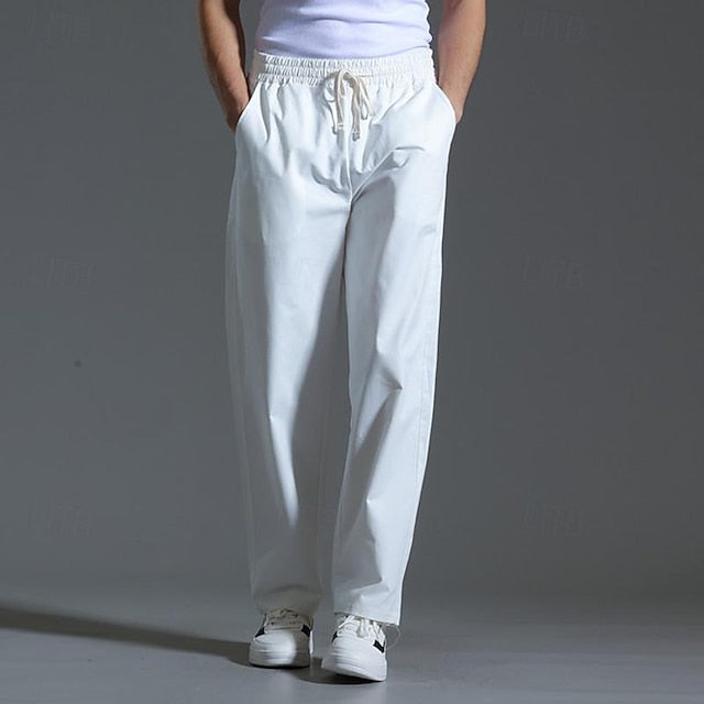 Drawstring Pocket Trousers Pants Casual Men's Waist Elastic