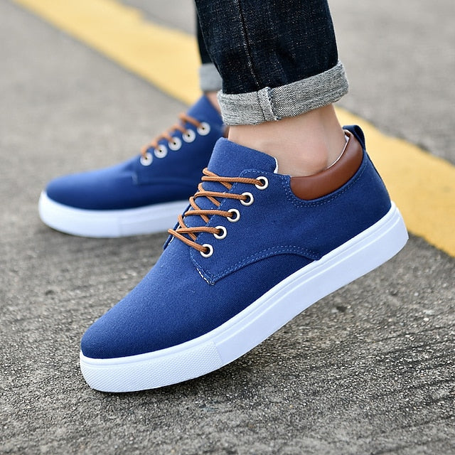Men's Size Plus Walking White Sneakers Skate Shoes