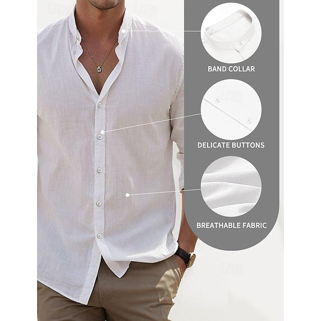Shirt Band Wear Collar Summer Beach Men's