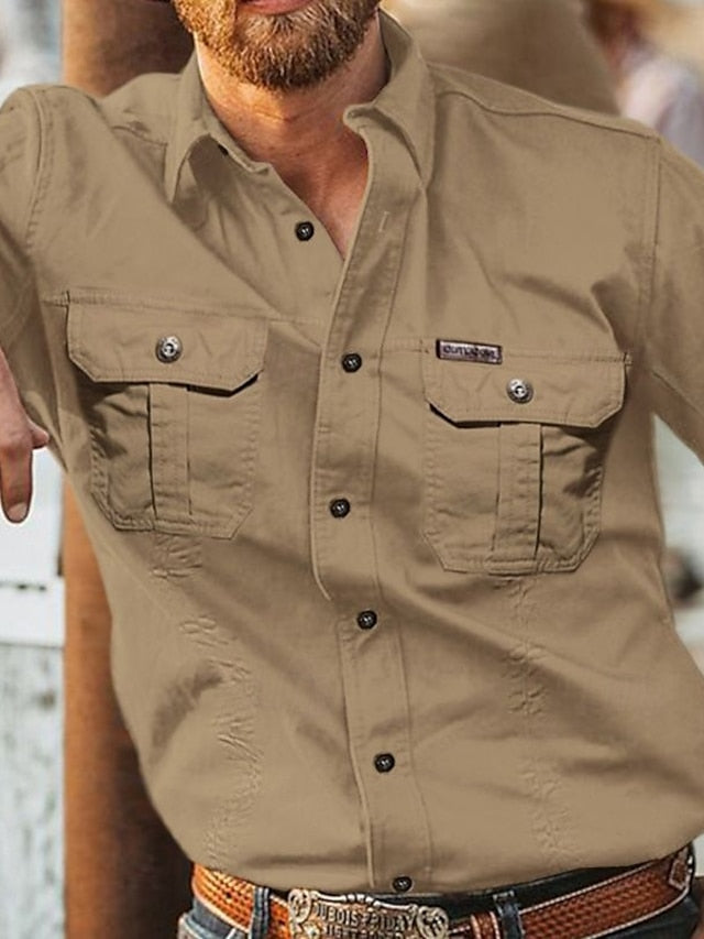 Men's Navy Blue Work Cargo Shirts Workwear Shirt