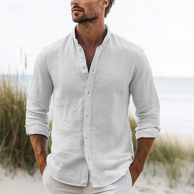 White Up Pink Button Black Summer Men's Shirt