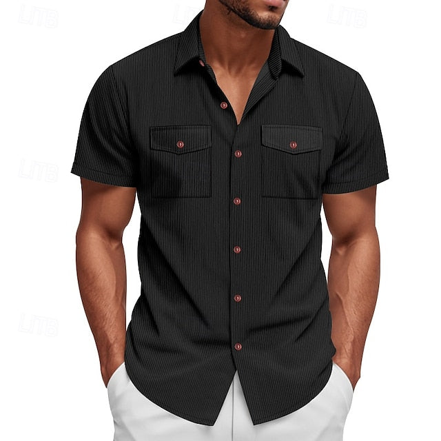 Men's Button Beach Casual Summer Up Shirt