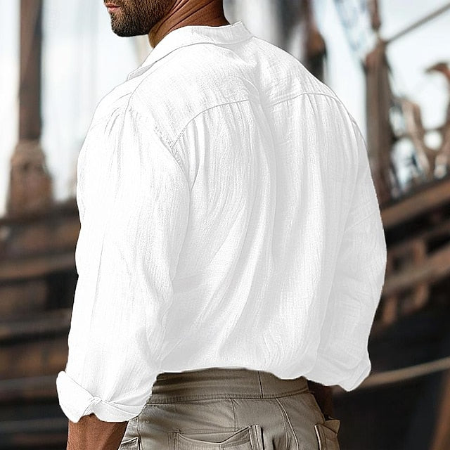 Men's Linen Shirt Summer Up Beach Button