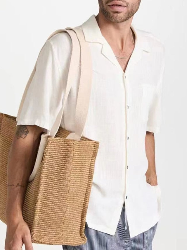 Casual Black Up Button Men's Summer Shirt