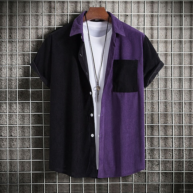 Shirt Summer Casual Beach Men's Up Button