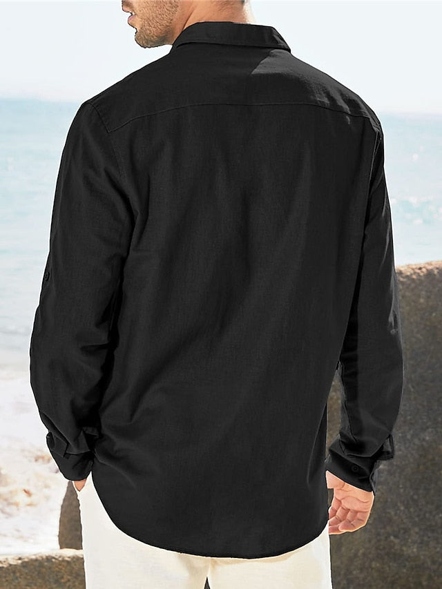 Shirt Button Up Casual Beach Men's Summer