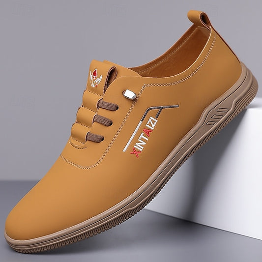 - Men's with Sneakers Shoes Comfortable Lace-Up Tan Casual