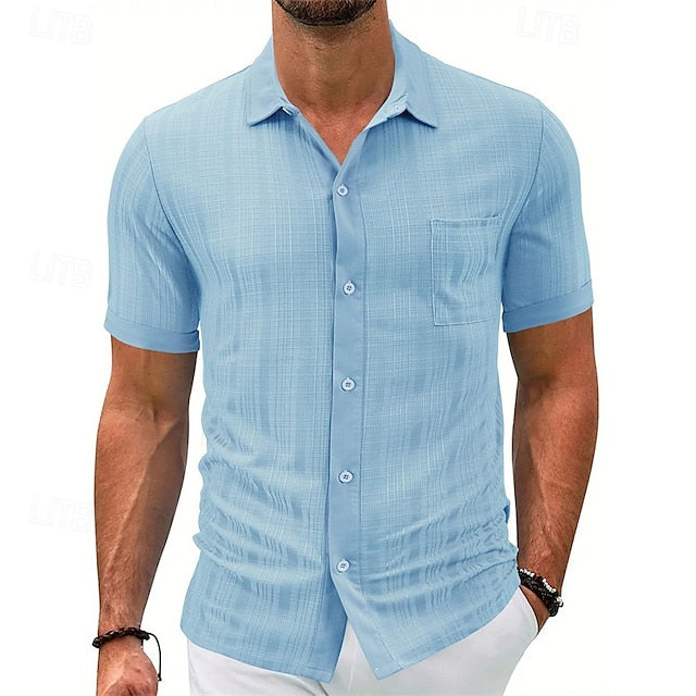 Shirt Button Up Men's Summer Casual Beach