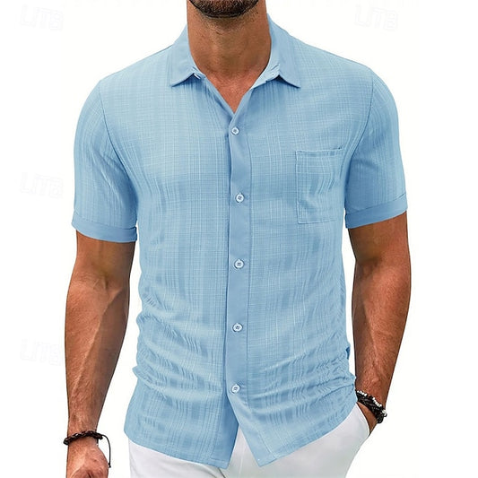 Shirt Button Up Men's Summer Casual Beach
