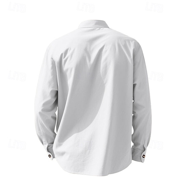 Button Men's Up Summer Linen Shirt Wear Beach