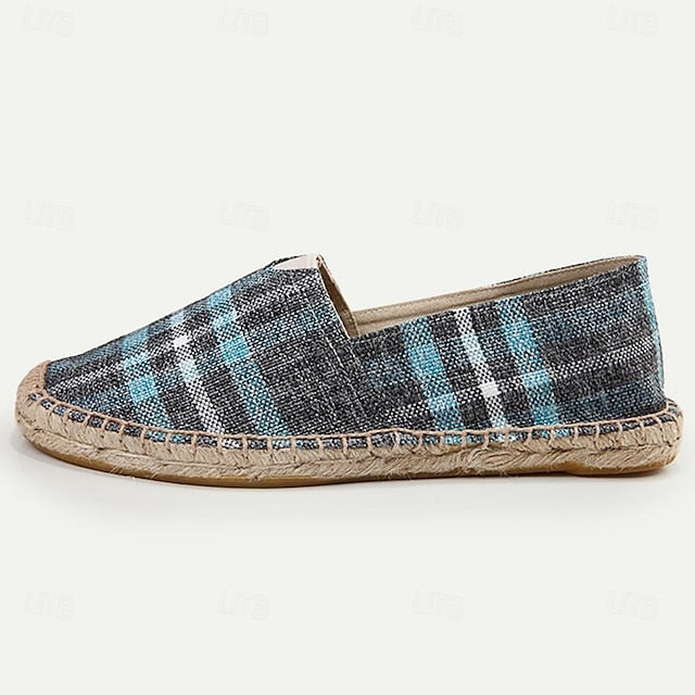 Men's Plaid Summer Canvas Slip-On - Comfortable Espadrilles