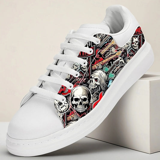 Men's and Skull White Horror with Sneakers Graphic Red