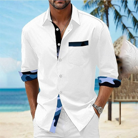 Shirt Casual Up Button Men's Summer Beach