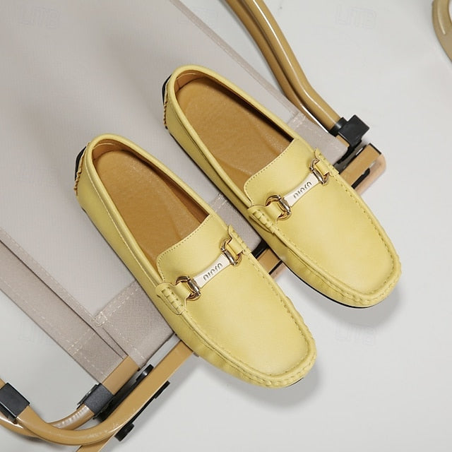 with Moccasins Men's Yellow Buckle Metal