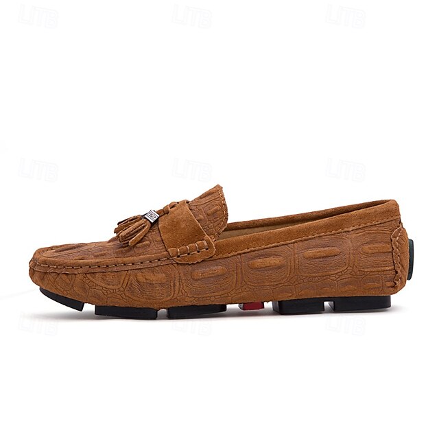 Tassel Men's and Faux with Loafers Brown Suede Detail