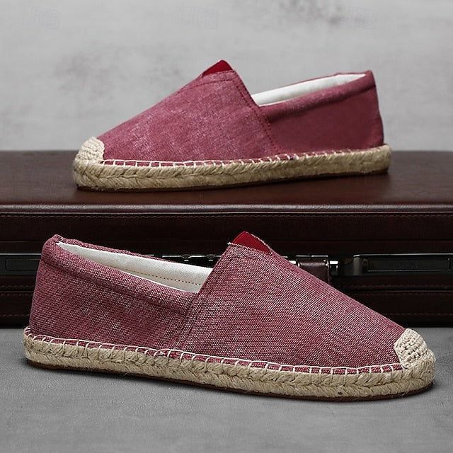 Shoes Slip-On Men's Rope with Canvas Red Espadrille Jute