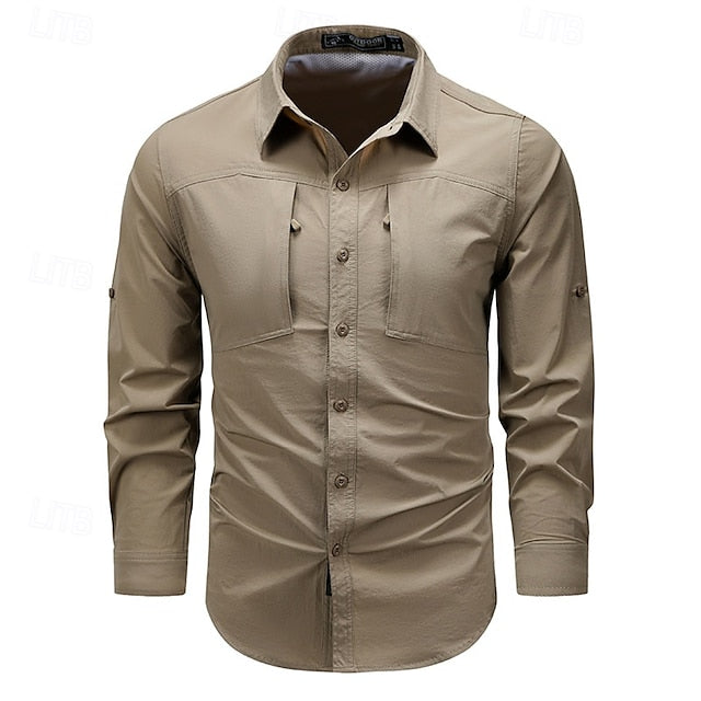 Up Casual Summer Cargo Shirt Men's Button