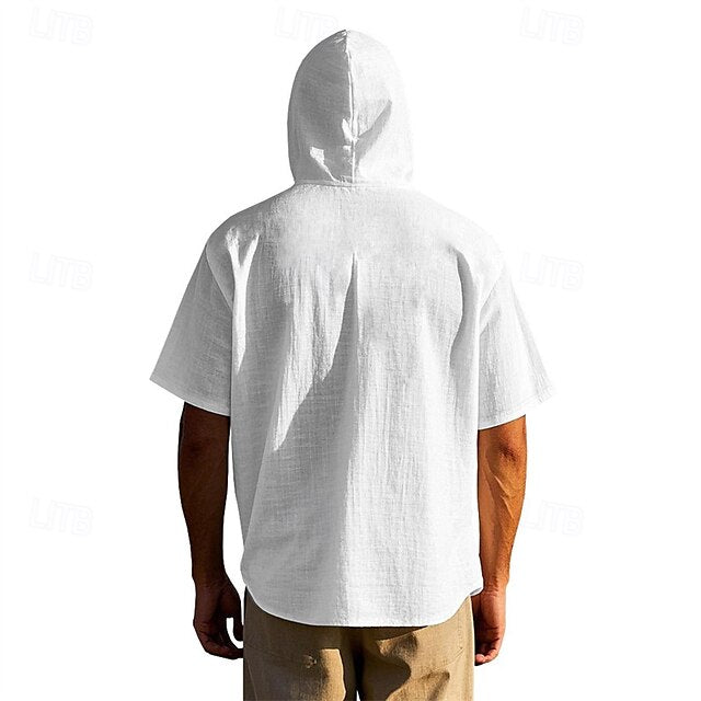 Cotton White Shirt Casual Men's Up Button