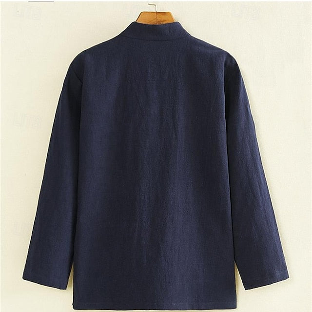 Button Up Casual Linen Men's Shirt Cotton