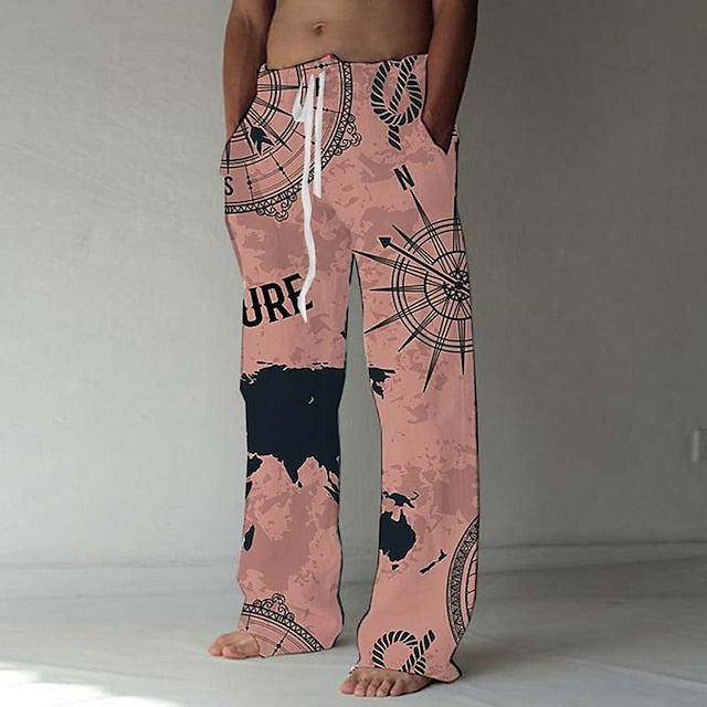 Pants Men's Elastic Pants Beach Summer Drawstring Trousers