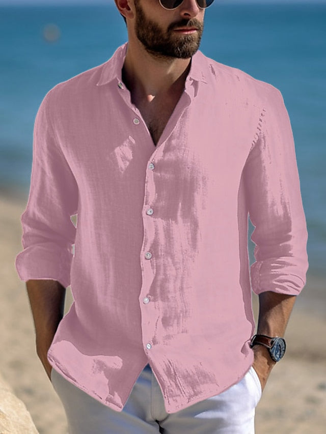 Shirt Wear Beach Linen Summer Casual Men's