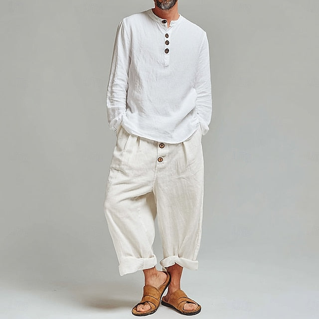 Linen Beach Men's Solid Summer Shirt