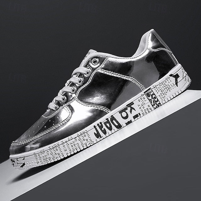 Printed Metallic Gold Sneakers Men's with Sole - Stylish