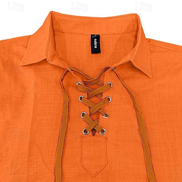 Men's Linen Shirt Summer Up Beach Button