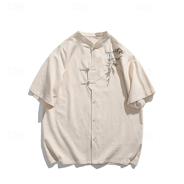 Men's Cotton Linen Shirt White