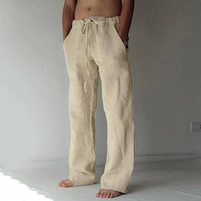 Beach Trousers Men's Linen Summer Pocket Pants Pants Pants